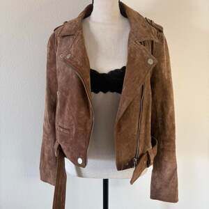 Brown suede biker jacket with
